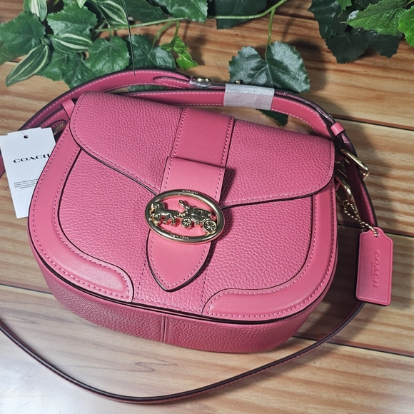 Coach Leather Purse George Saddle Bag Pretty in Pink Coach C3241 ~ NWT - Picture 4 of 16